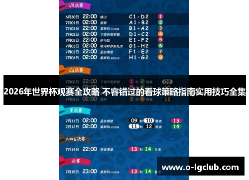 2026年世界杯观赛全攻略 不容错过的看球策略指南实用技巧全集